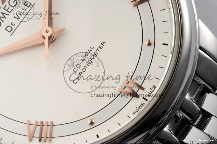0503 Casual De Ville SS DIWF 1:1 Best Edition White Dial RG Markers on SS Bracelet MIYOTA 7847